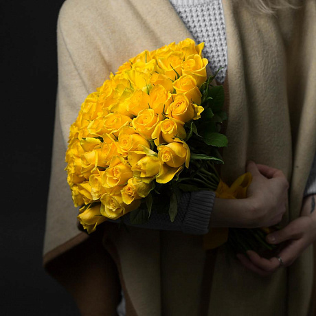 Букет из 51 желтой розы (50 см) - Фото 2