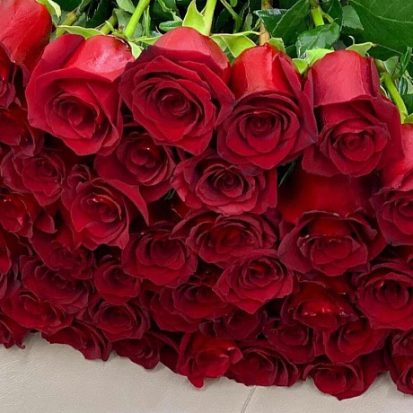 Букет из 51 красной бархатной розы - Фото 4