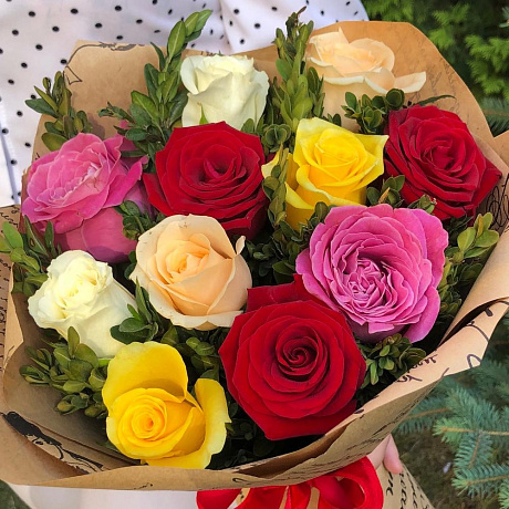 Букет из 11 роз микс №163 - Фото 2