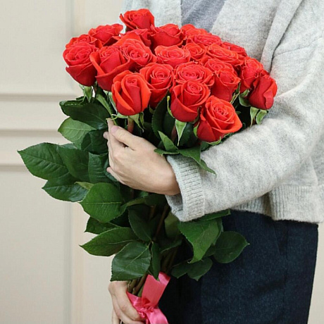 Монобукет 25 Оранжевых роз 60см - Фото 3