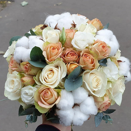 Букет цветов Cotton-свадебный - Фото 5