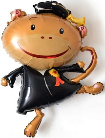 Фигура шар "Обезьянка выпускник" 99 см