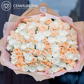 101 кремово-белая роза 40 см Россия