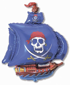 Фигура шар "Пиратский корабль" синий 104 см