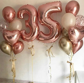 Композиция из шаров "Розовое золото" хром фай