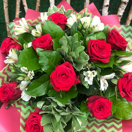 Букет цветов Красное и белое №161 - Фото 4