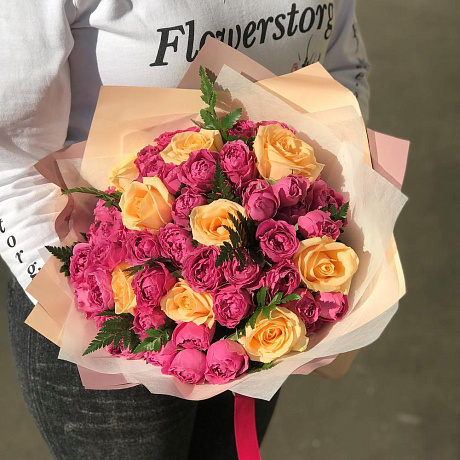 Розы. Пионовидная кустовая роза.  Кремовая  роза. N267 - Фото 3