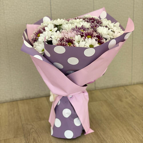 Букет из 25 кустовых хризантем - Фото 4