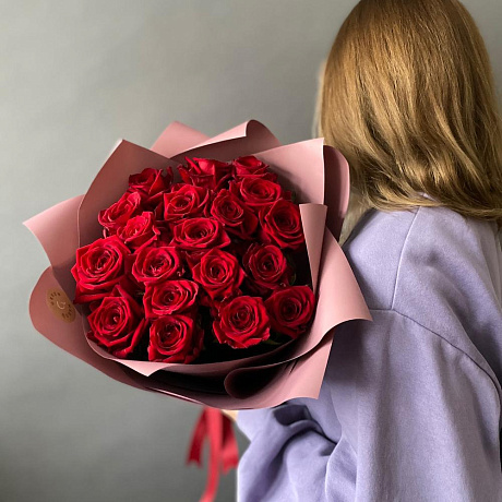 Красные Розы 19 штук - Фото 3