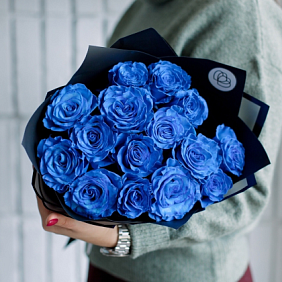 Букет из 15 синих роз