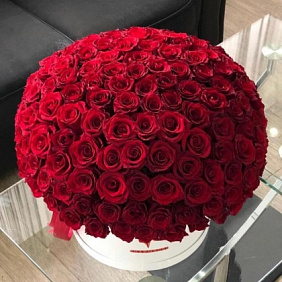 Бордовык розы в коробке