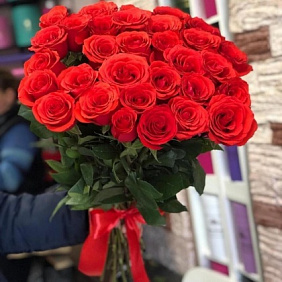 Монобукет 25 Оранжевых роз 60см