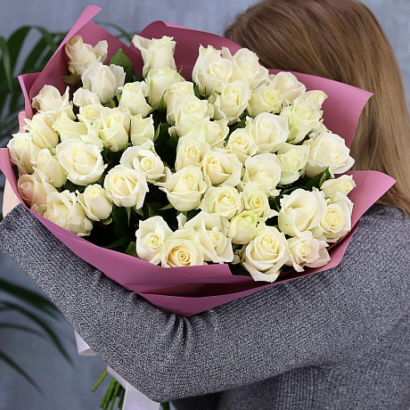 Букет из 51 белой розы (50 см) - Фото 3