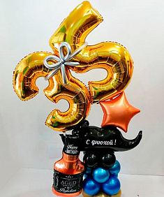 Композиция из шаров "Стойка с цифрами!" усы и виски