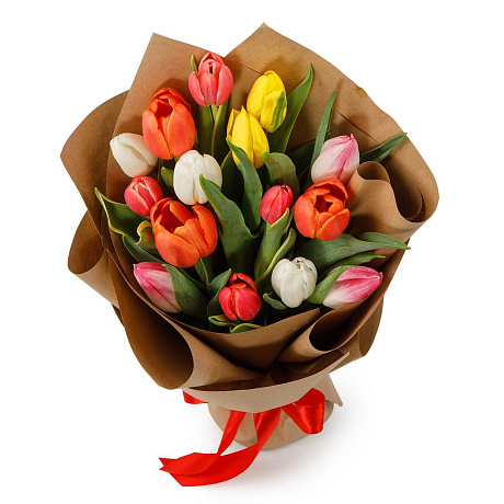Букет из 15 тюльпанов Апрель - Фото 2