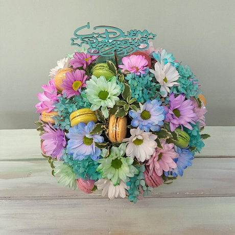 Гортензия и макарунс в коробке - Фото 3