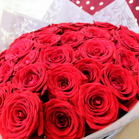 Букет РУБИНОВЫЕ УКРАШЕНИЯ из 35 красных роз - Фото 4