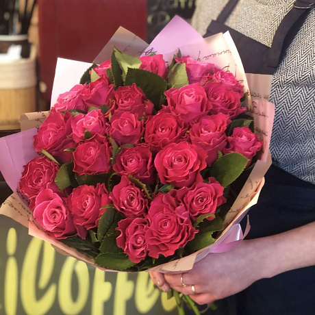 29 малиновых роз 50 см - Фото 4