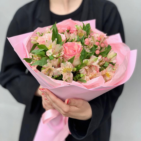 Букет цветов со вкусом S розовый - Фото 4
