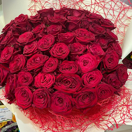 Букет алая роза - Фото 3