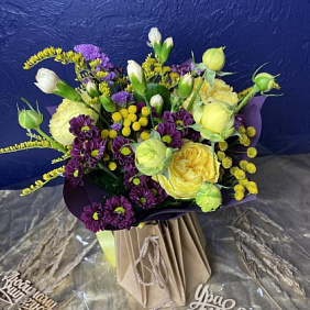 Букет цветов "Желто-фиолетовый"