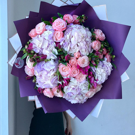 Авторский букет цветов Сиреневая дымка - Фото 3