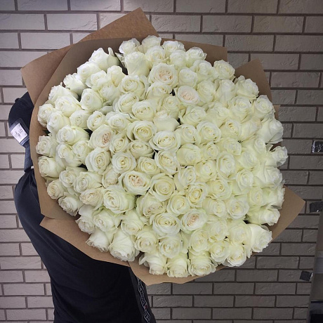 101 крупная белая роза - Фото 4