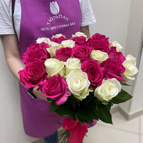 Букет из 25 роз микс №160 - Фото 2