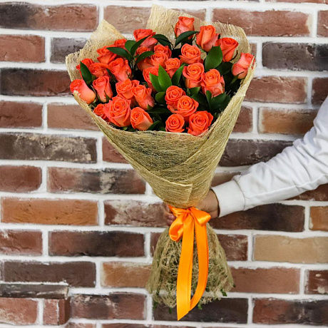 Букет из 29 оранжевых роз (70 см). N892 - Фото 3