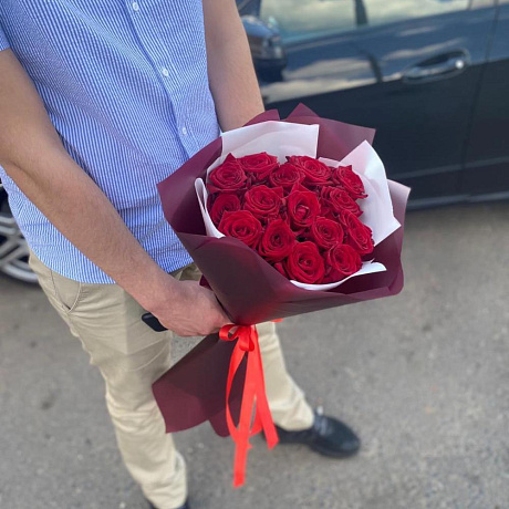 Букет из 15 красных роз - Премиум - Фото 3