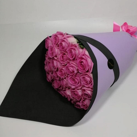 Букет из 25 розовых роз в фоамиране - Фото 2