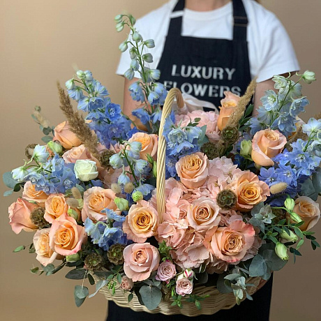 Корзина с цветами Luxury Flowers Персиковая роза - Фото 4