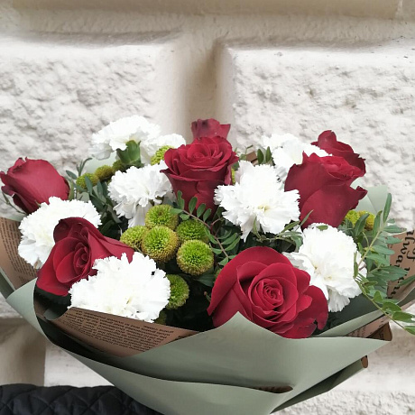 Букет из роз и гвоздики - Фото 5
