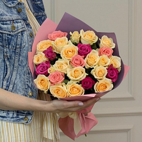 Букет 25 роз микс 50см №160