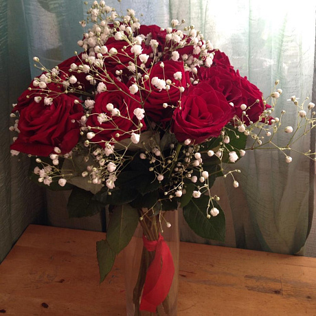 15 красных роз.Ваза в ассортименте в подарок №161 - Фото 5