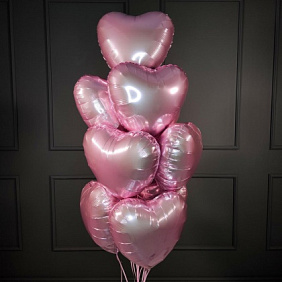 Розовые фольгированные сердца 10 шт