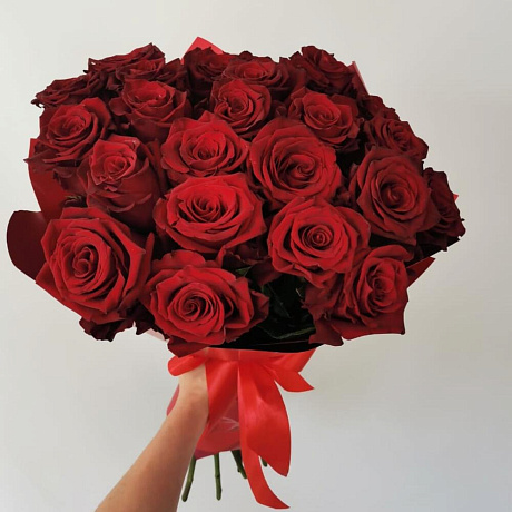 25 бордовых роз 60 см - Фото 2