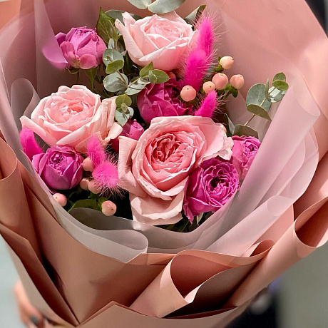 Букет с ароматными розами  «Розовая мечта» - Фото 5