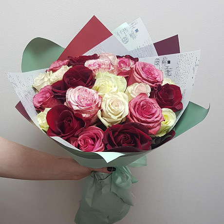 Букет из 25 роз микс №167 - Фото 2