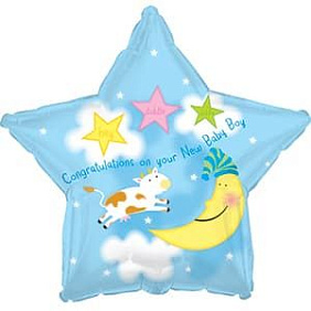 Фольгированная Звезда шар "С Рождением Мальчика"