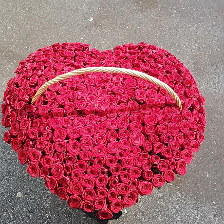 Корзина из 333 розы сердце  - Фото 5