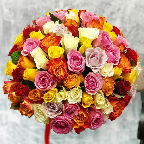 Букет из разноцветных роз Яркие чувства - Фото 2