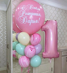 Композиция из шаров "Розовый мрамор"