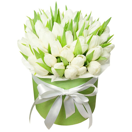 51 тюльпан в коробке белый - Фото 2