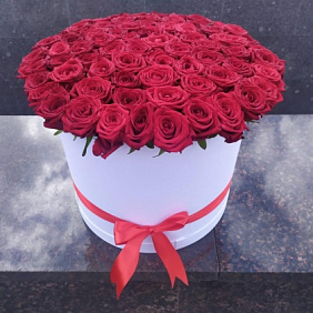 71 красная роза в коробке