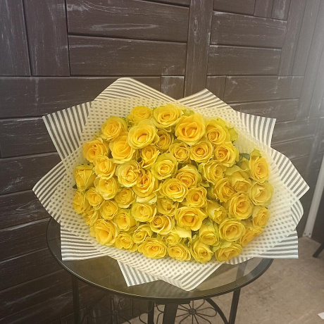 Монобукет из 51 жёлтой розы - Фото 4