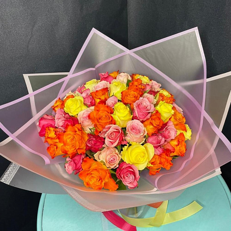 Монобукет из 61розы - Фото 3