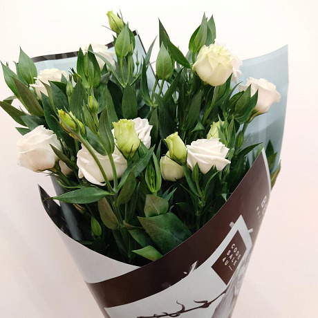 Монобукет, Эустома 9шт., в дизайнерской упаковке - Фото 4