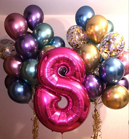 Композиция из шаров "С 8 марта!" Хром