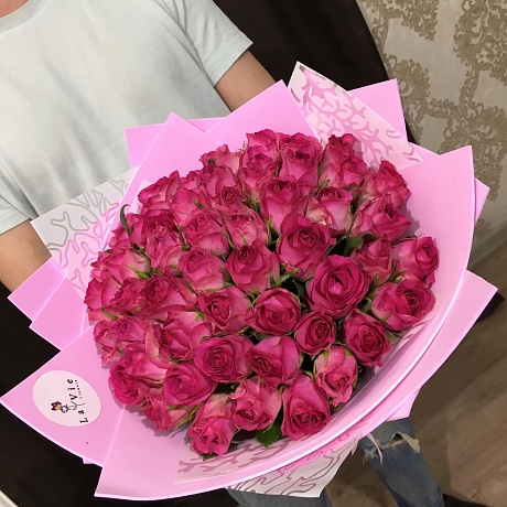 Букет из 51 беломалиновой розы - Фото 3